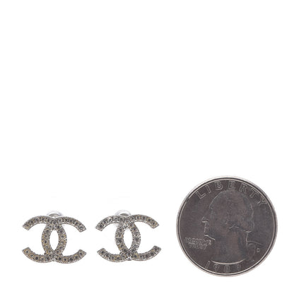 Chanel Crystal CC Earrings Silver 2 of 6