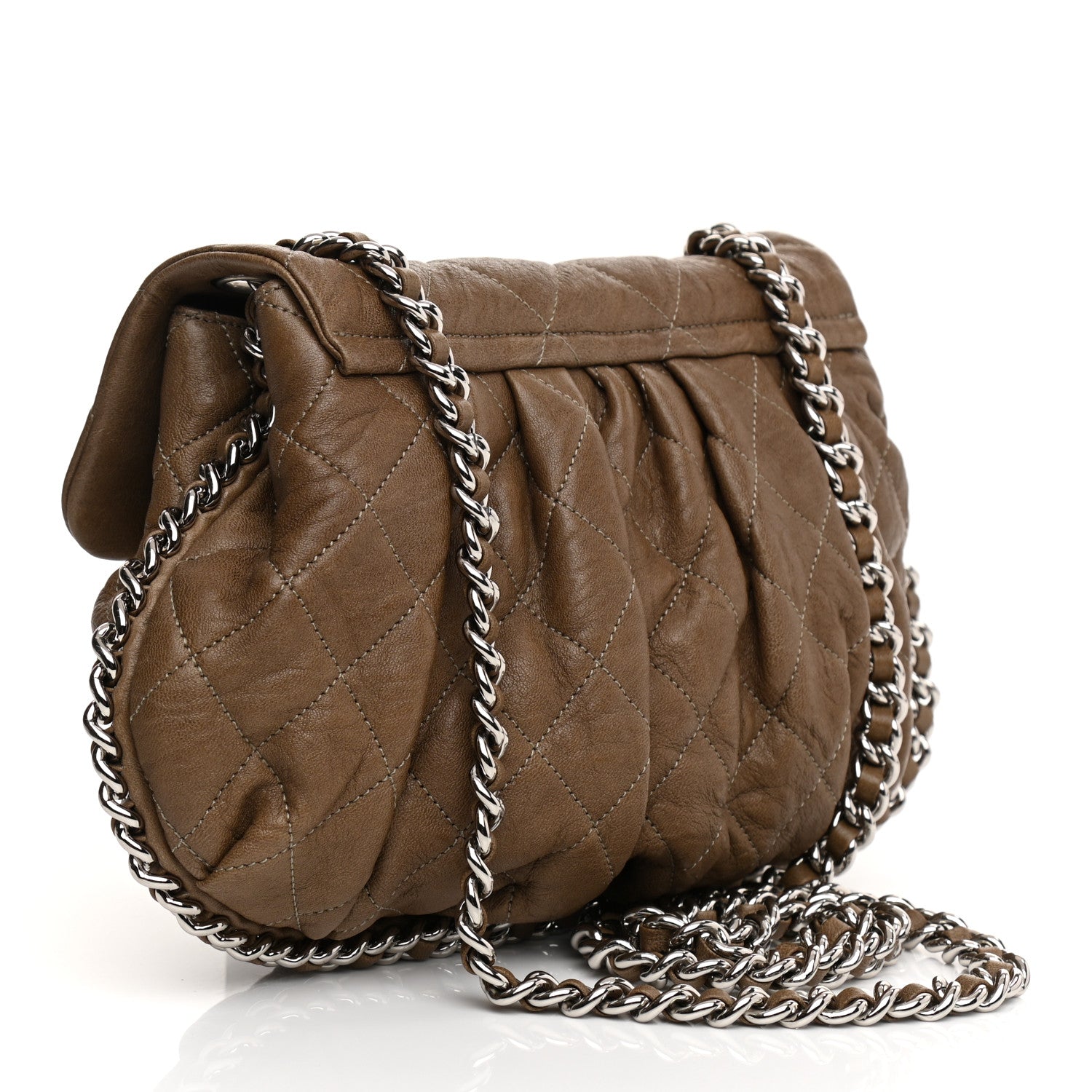 Chanel Washed Lambskin Quilted Medium Chain Around Messenger Taupe 5 of 19