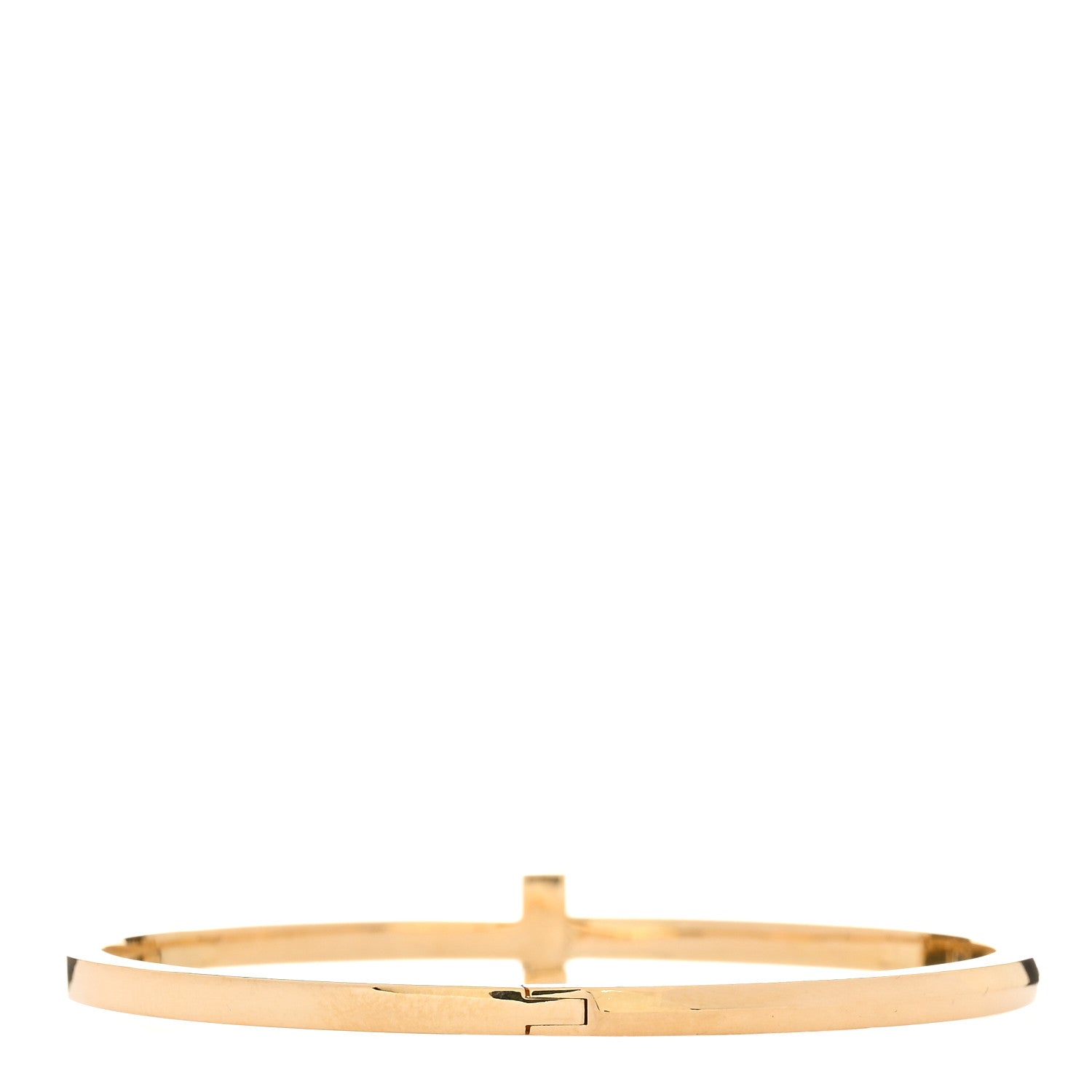 Tiffany 18K Yellow Gold Narrow T T1 Hinged Bangle Bracelet 2 of 4