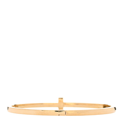 Tiffany 18K Yellow Gold Narrow T T1 Hinged Bangle Bracelet 2 of 4