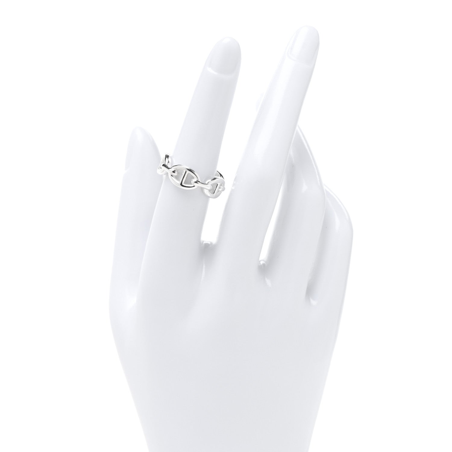 Hermes Sterling Silver PM Chaine d'Ancre Enchainee Band Ring 53 6.5 2 of 5