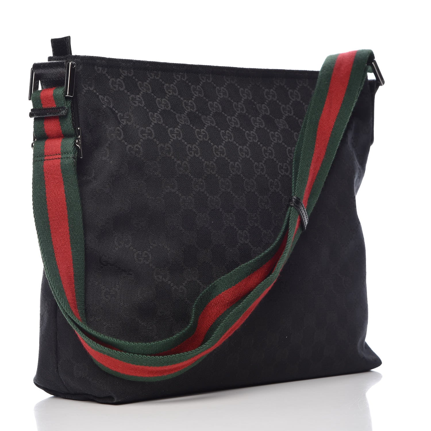 Gucci Monogram Web Medium Flat Messenger Bag Black 3 of 9