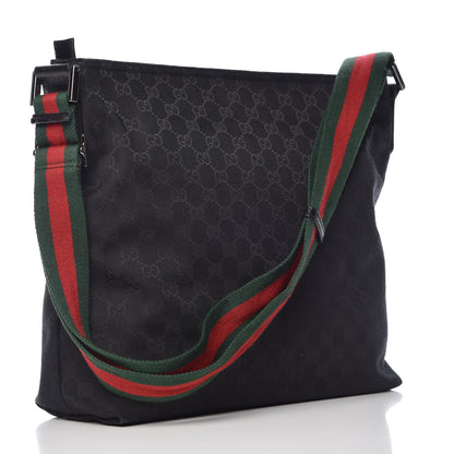 Gucci Monogram Web Medium Flat Messenger Bag Black 3 of 9