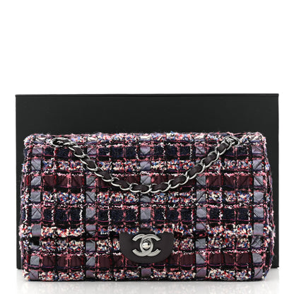 Chanel Tweed Quilted Medium Double Flap Dark Purple 11 of 11