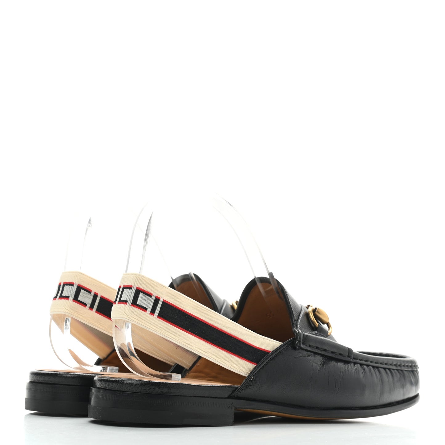 Goatskin Stripe Mens Horsebit Slingback Slippers 7 Black
