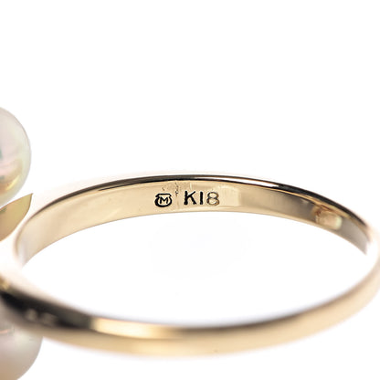 Mikimoto 18K Yellow Gold Akoya Pearl 5.5-6.5mm Cluster Cocktail Ring 55 7.25 5 of 5