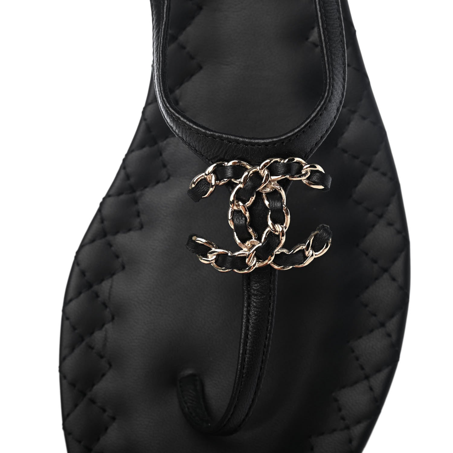 Chanel Lambskin Chain CC Logo Thong Sandals 40 Black 8 of 8