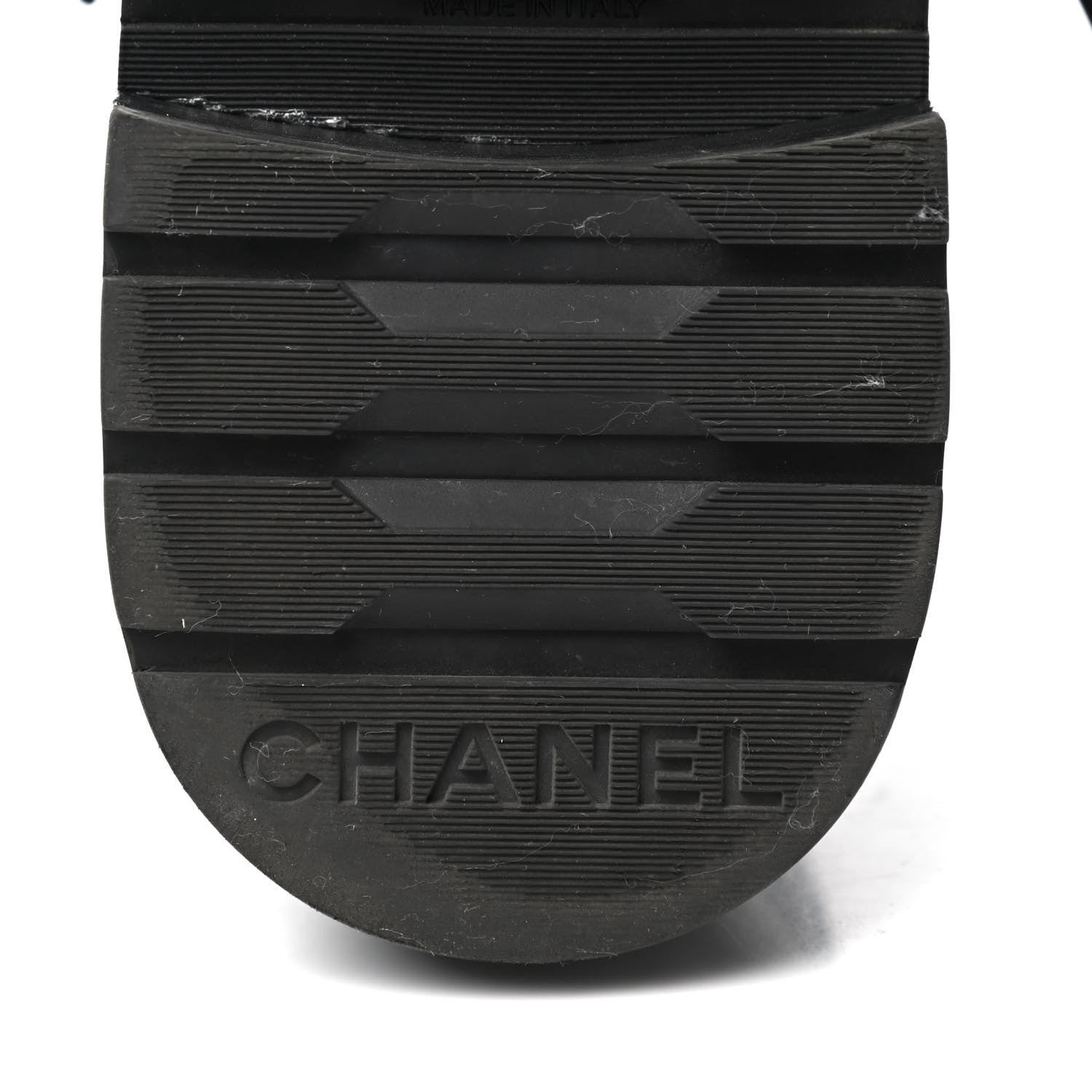 Chanel Shiny Lambskin Quilted Lace Up Combat Boots 35 Black 6 of 11