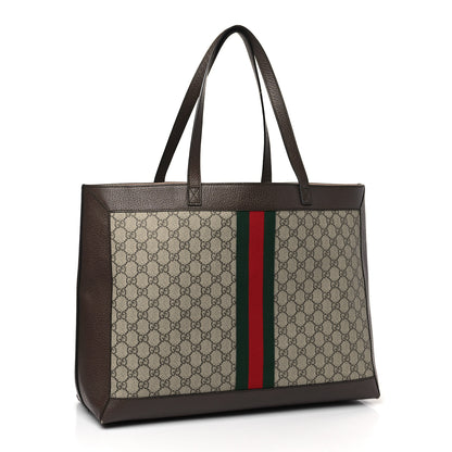 Gucci GG Supreme Monogram Web Ophidia Tote Brown 4 of 10