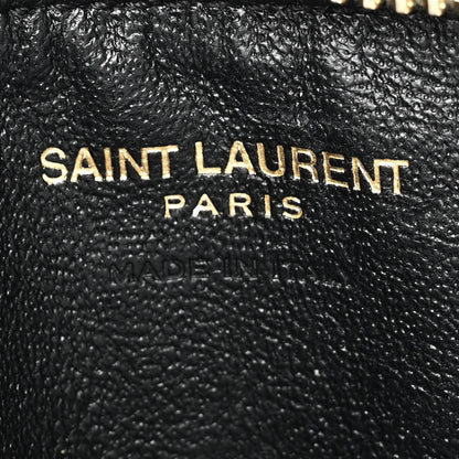 Saint Laurent Grain De Poudre Matelasse Chevron Monogram Fragments Zippered Card Case Light Sage 6 of 7