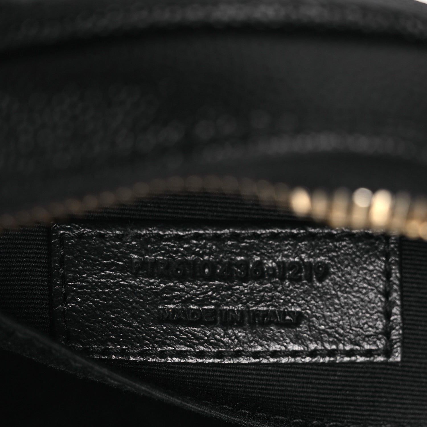 Saint Laurent Grain De Poudre Matelasse Chevron Quilted Round Vinyle Camera Bag Black 6 of 11