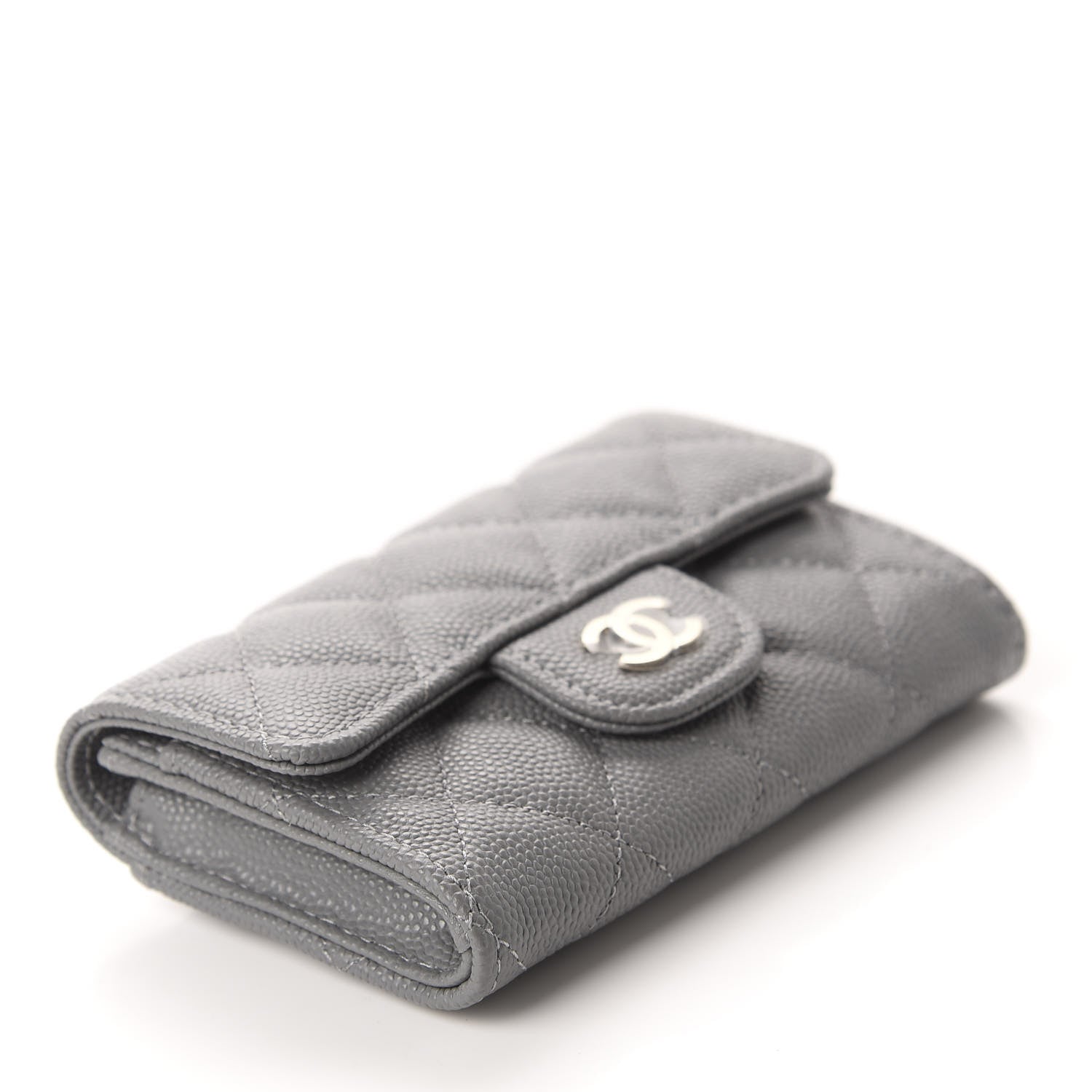 Chanel Caviar Quilted Flap Card Holder Wallet Dark Grey 4 of 9