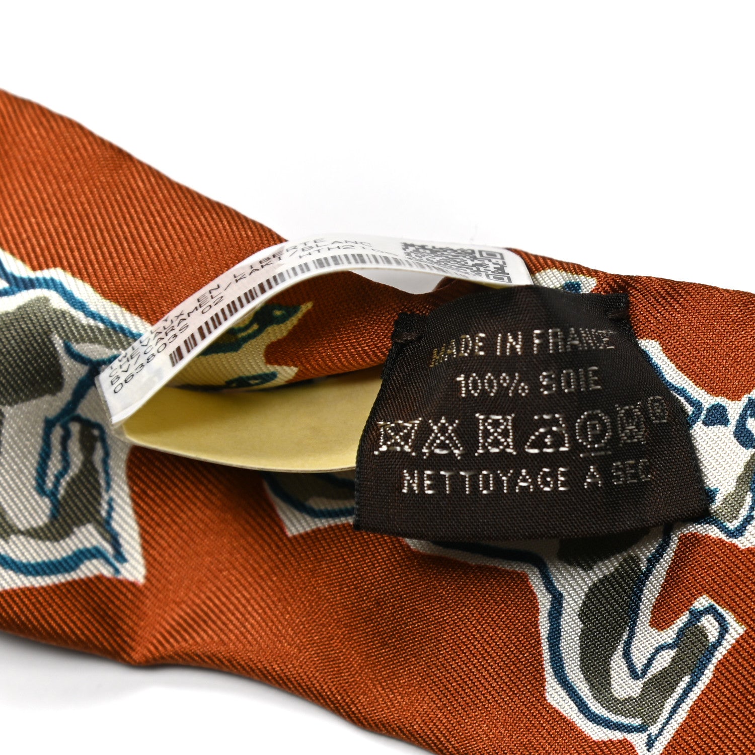 Hermes Silk Chevaux En Liberte Twilly Caramel Kaki White 4 of 6