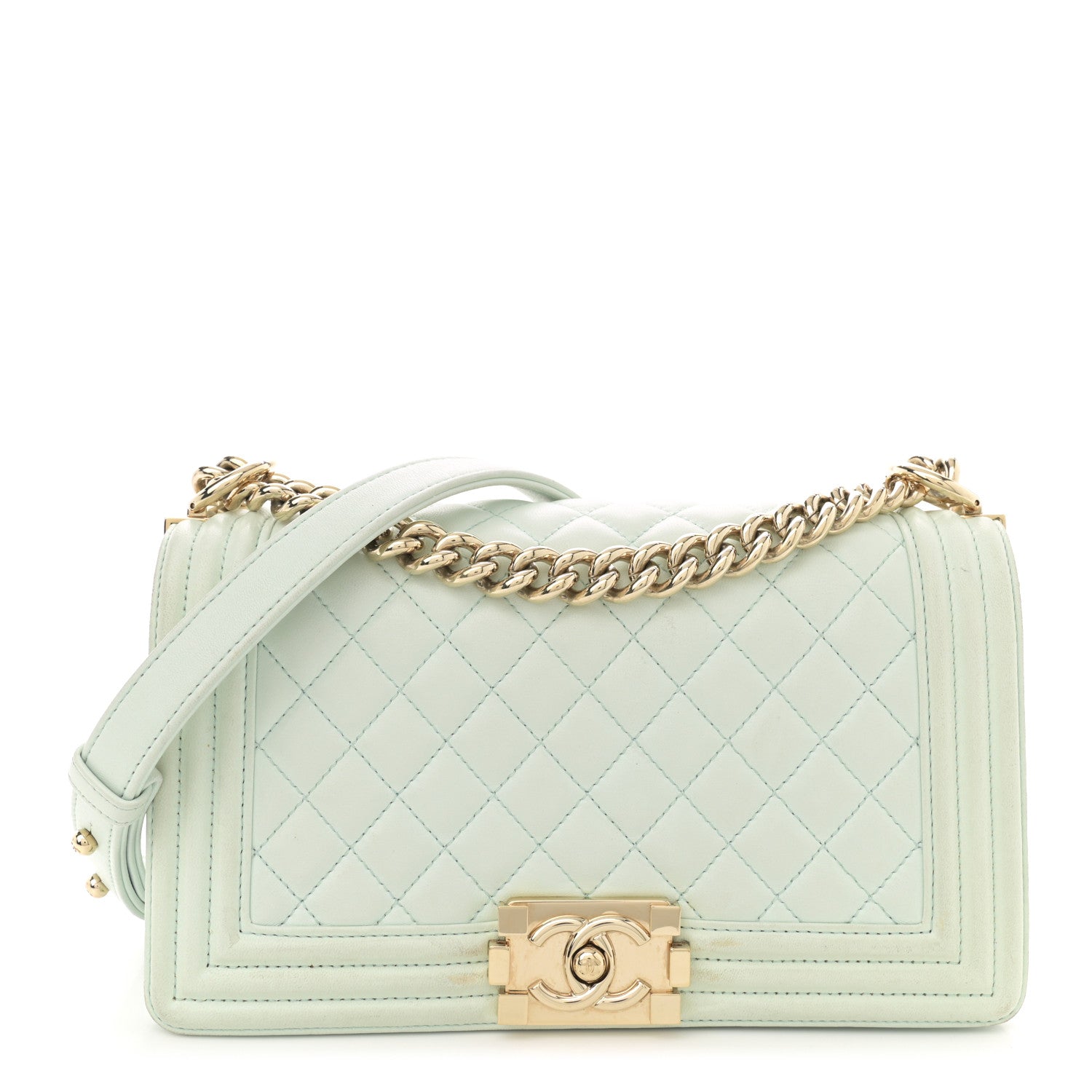 Chanel Lambskin Quilted Medium Boy Flap Light Green 1 of 16