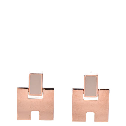 Hermes Rose Gold Lacquer Eileen Earrings Etoupe 1 of 7
