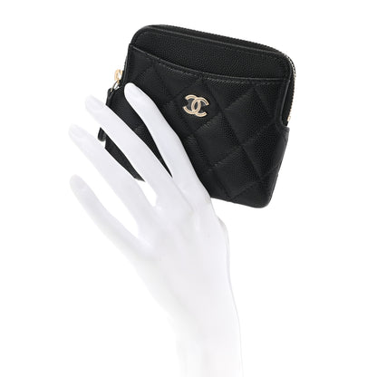 Chanel Caviar Quilted Zip Card Holder Wallet Black 2 of 8