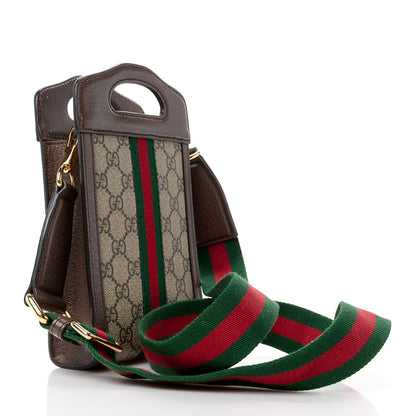 Gucci GG Supreme Monogram Textured Dollar Calfskin Web Mini Ophidia Top Slip Handle Crossbody Bag Beige Ebony New Acero 3 of 11