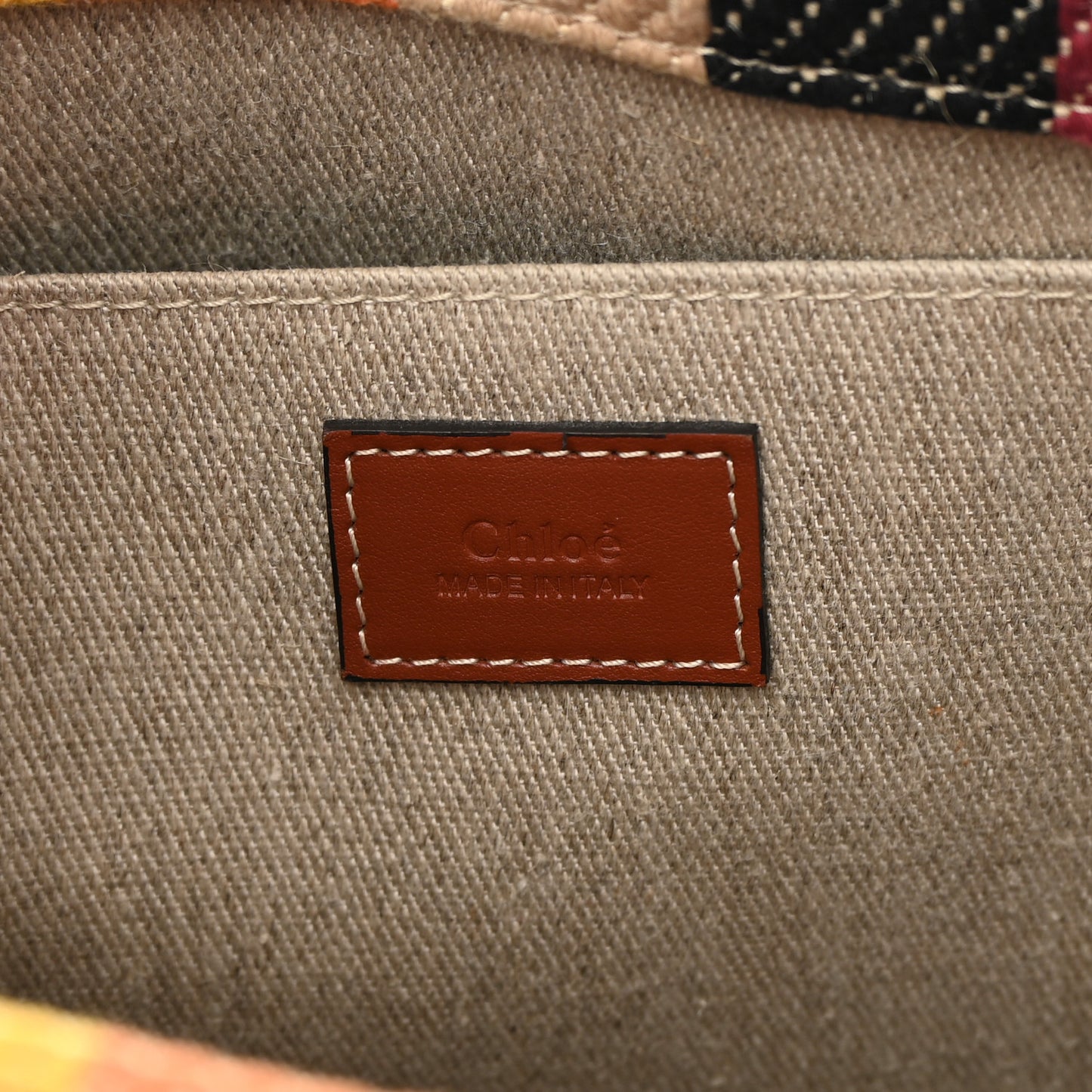 Cotton Calfskin Medium Woody Striped Tote Multicolor