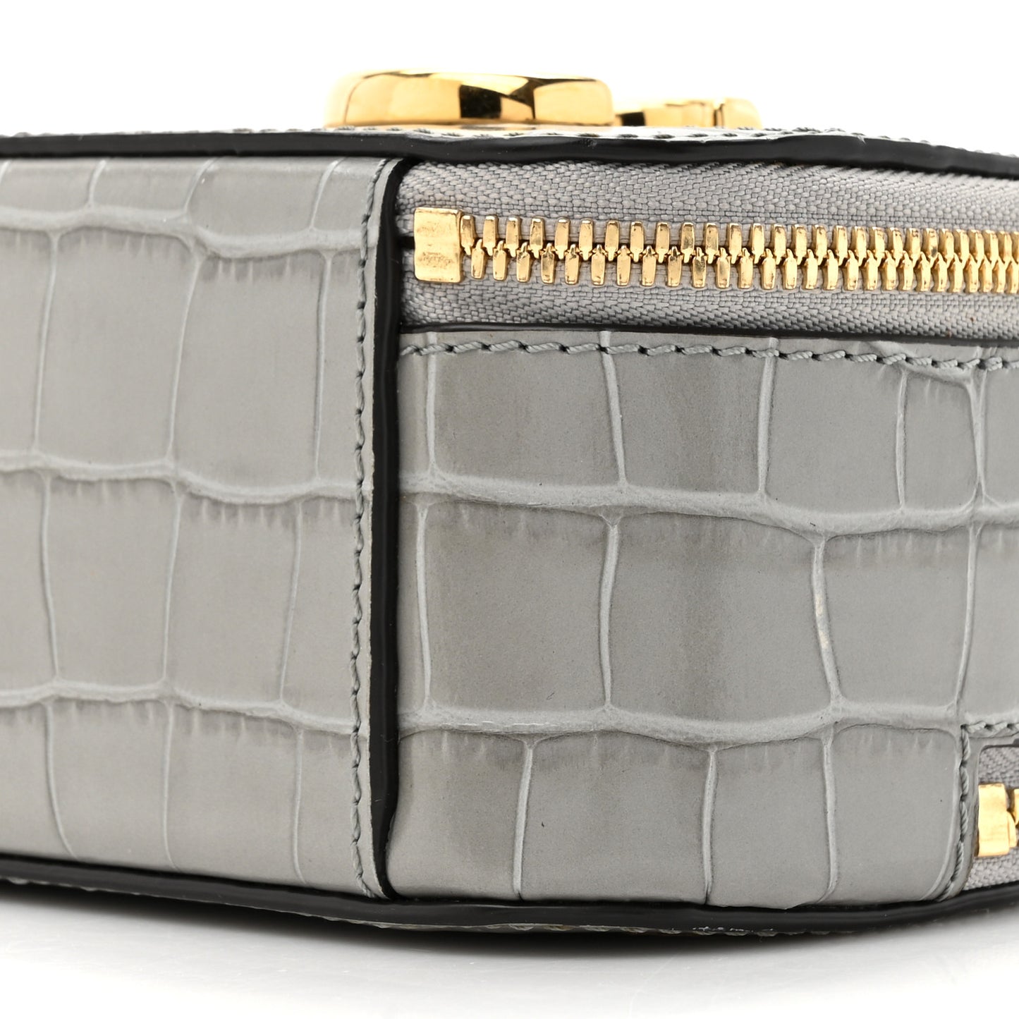 Calfskin Crocodile Embossed Mini C Vanity Bag Stormy Grey