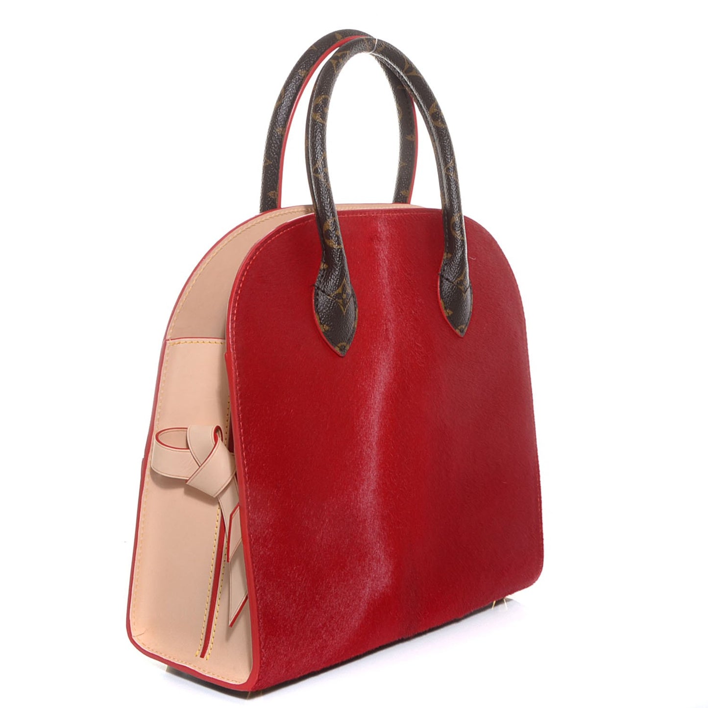 Monogram Calf Hair Spikes Iconoclasts Christian Louboutin Tote Red