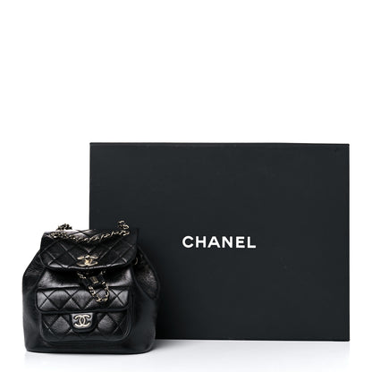 Chanel Glazed Aged Calfskin Quilted Small Duma Drawstring Backpack Black 12 of 12