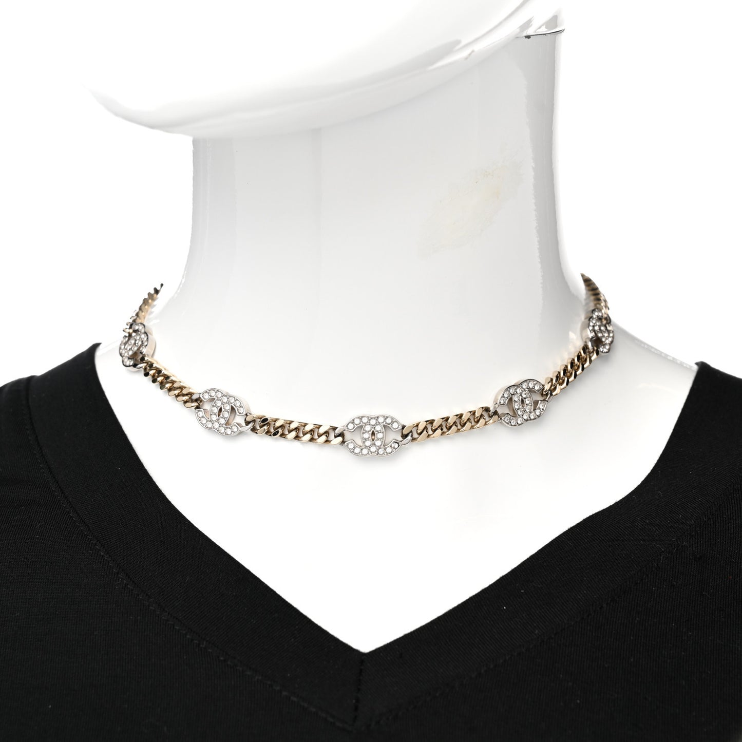 Crystal Chain CC Necklace Gold Silver