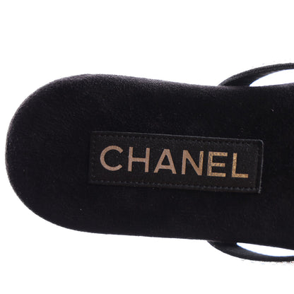 Chanel Suede Kidskin Strass CC Thong Sandals 36.5 Black 6 of 9