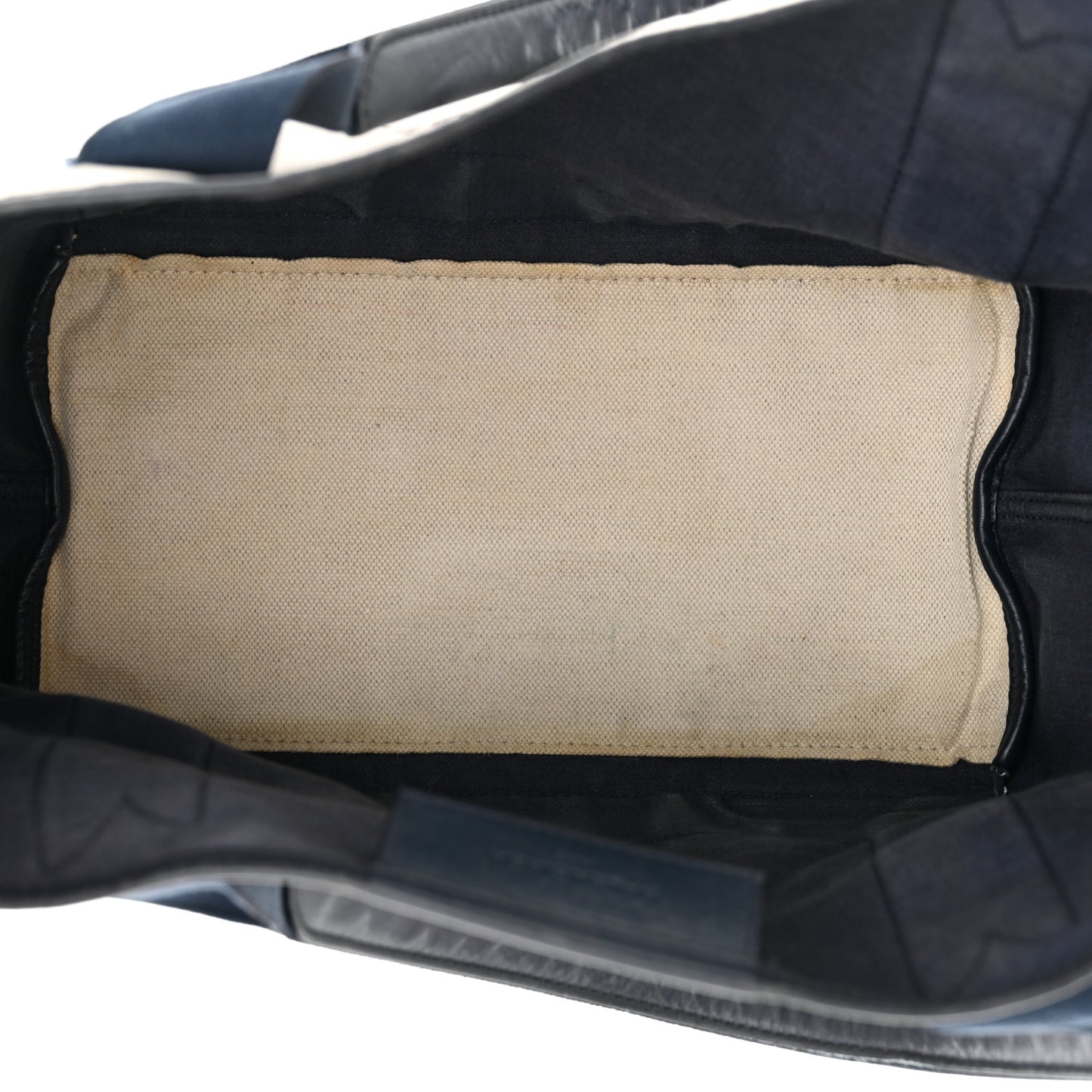 Cotton Canvas Satin Calfskin S Navy Cabas Natural Black