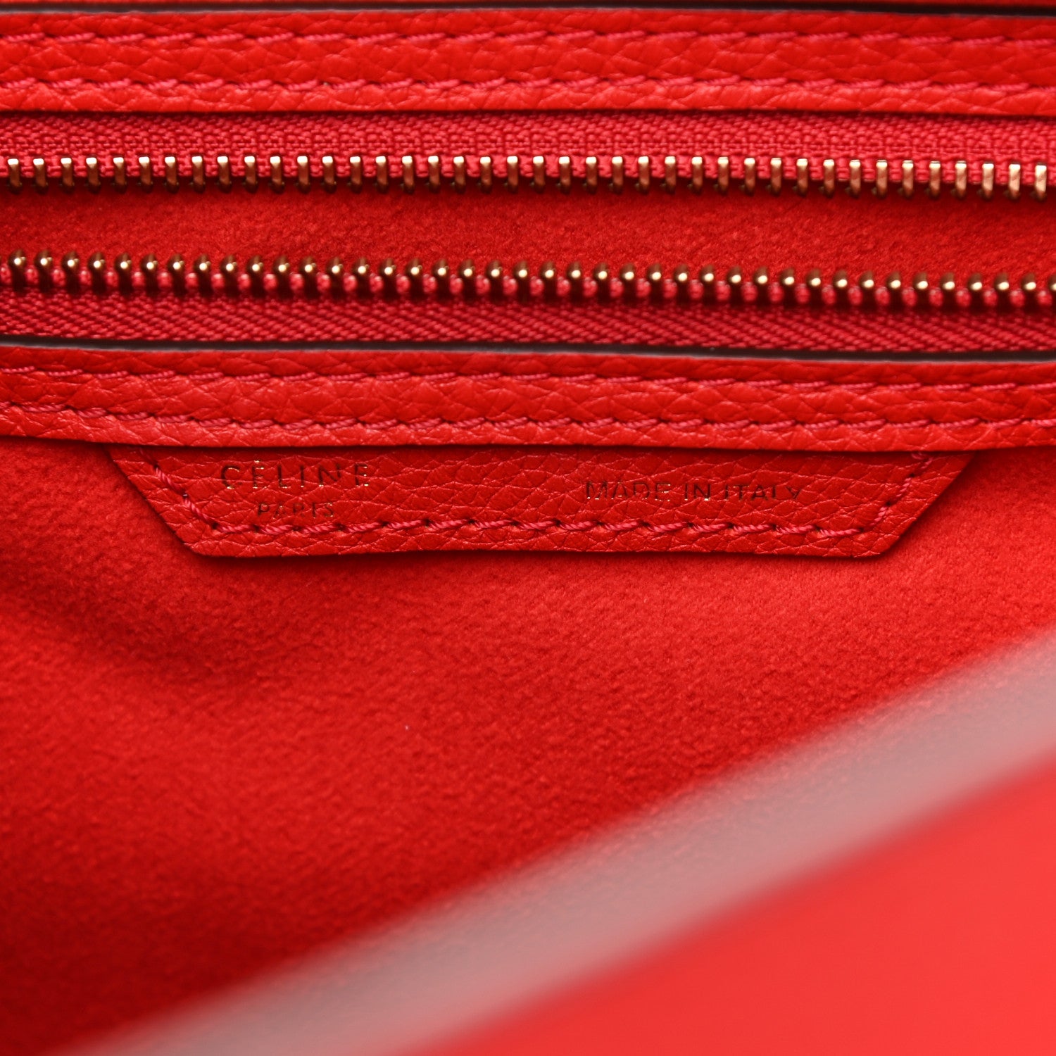 Celine Drummed Calfskin Mini Luggage Coquelicot 6 of 9
