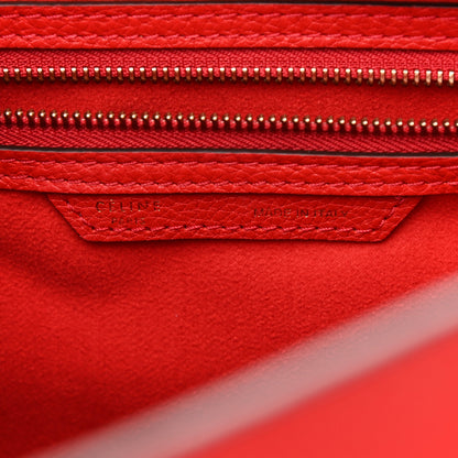 Celine Drummed Calfskin Mini Luggage Coquelicot 6 of 9