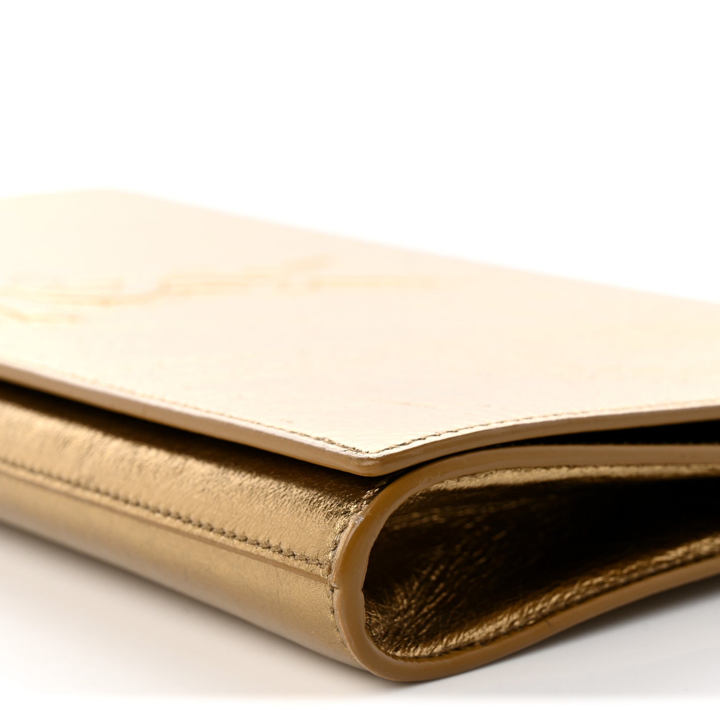 Metallic Calfskin Monogram Large Belle De Jour Clutch Gold