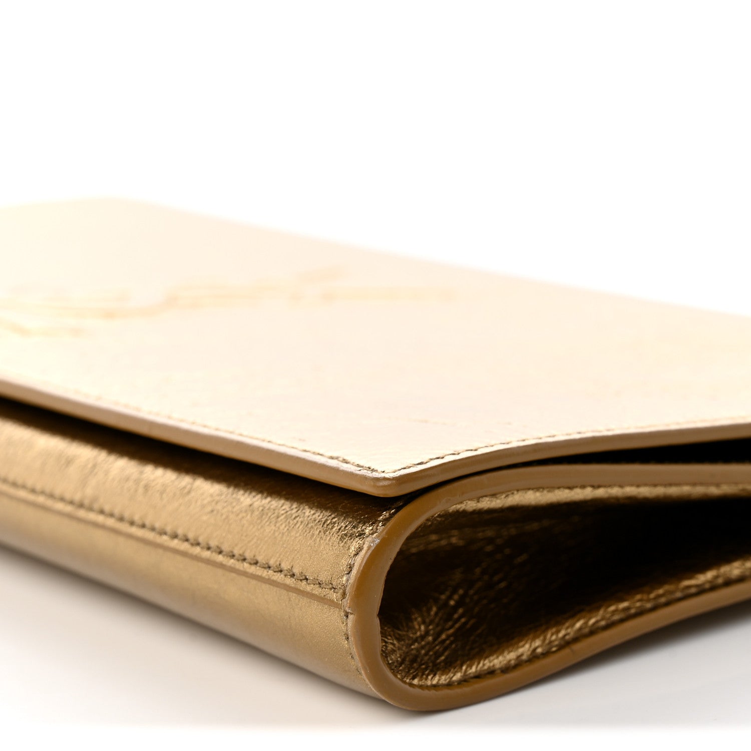 Saint Laurent Metallic Calfskin Monogram Large Belle De Jour Clutch Gold 9 of 12