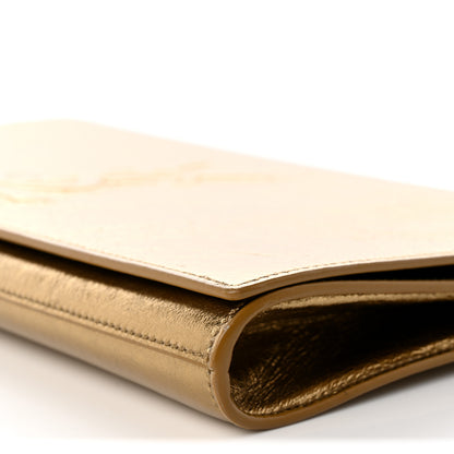 Saint Laurent Metallic Calfskin Monogram Large Belle De Jour Clutch Gold 9 of 12