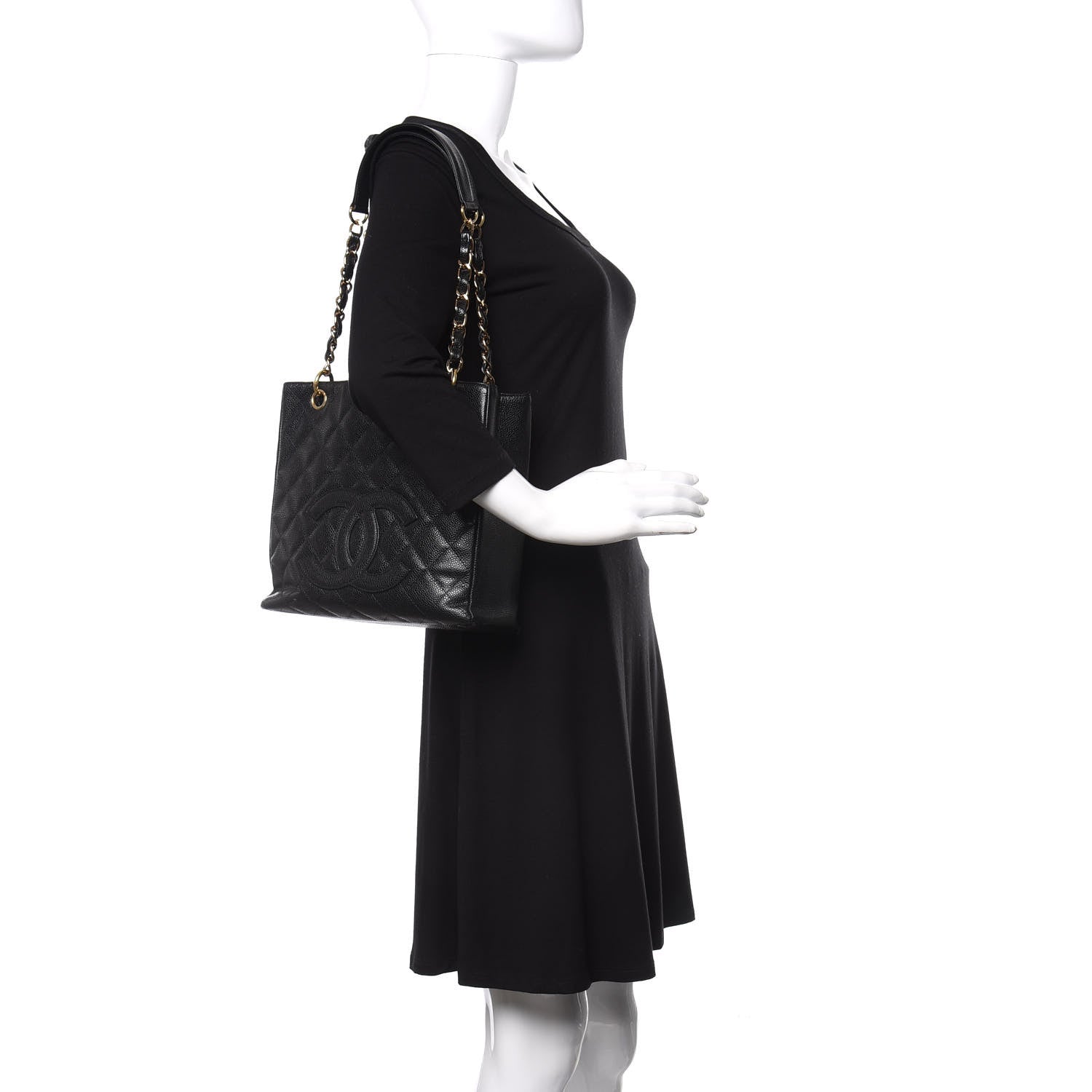 Chanel Caviar Quilted Petit Shopping Tote PST Black 2 of 10