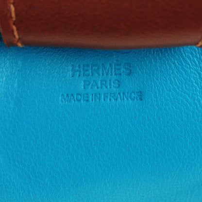 Hermes Milo Lambskin Grigri Rodeo Horse Bag Charm MM Bleu Azteque Bleu Electrique Fauve 3 of 4