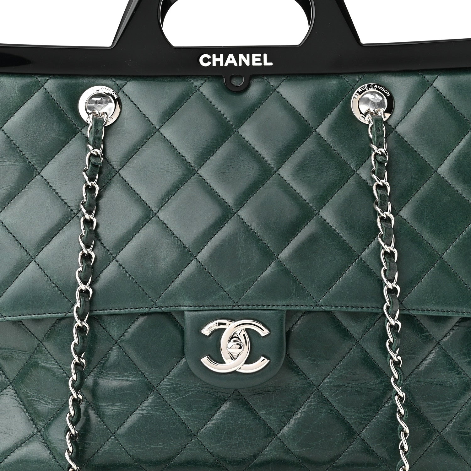 Chanel Glazed Calfskin Quilted Large CC Delivery Tote Green 7 of 9