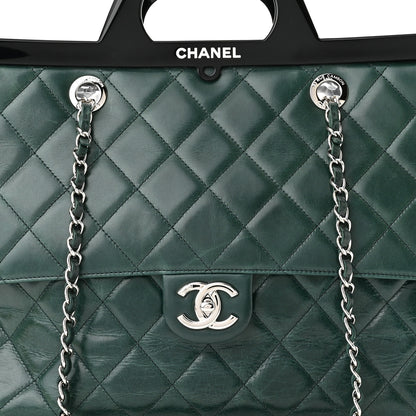 Chanel Glazed Calfskin Quilted Large CC Delivery Tote Green 7 of 9