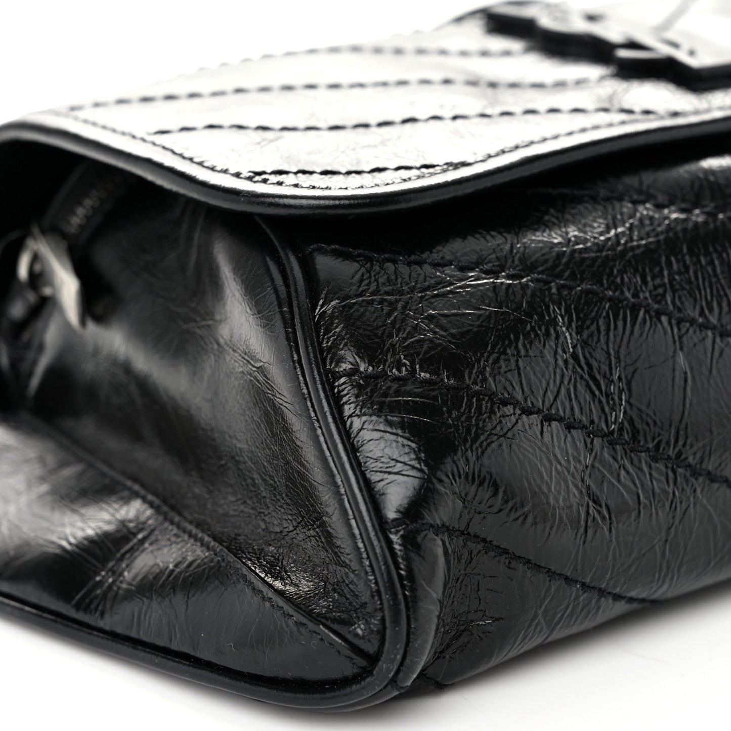 Crinkled Calfskin Matelasse Monogram Niki Body Bag Black