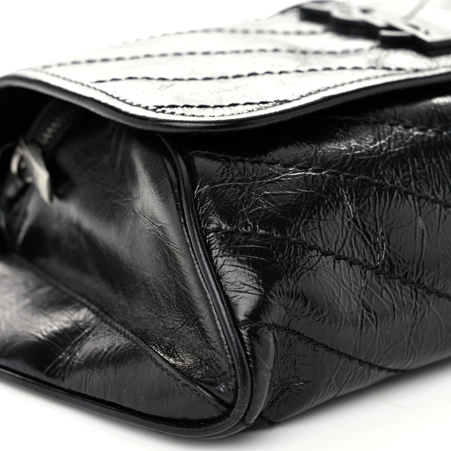 Saint Laurent Crinkled Calfskin Matelasse Monogram Niki Body Bag Black 9 of 11