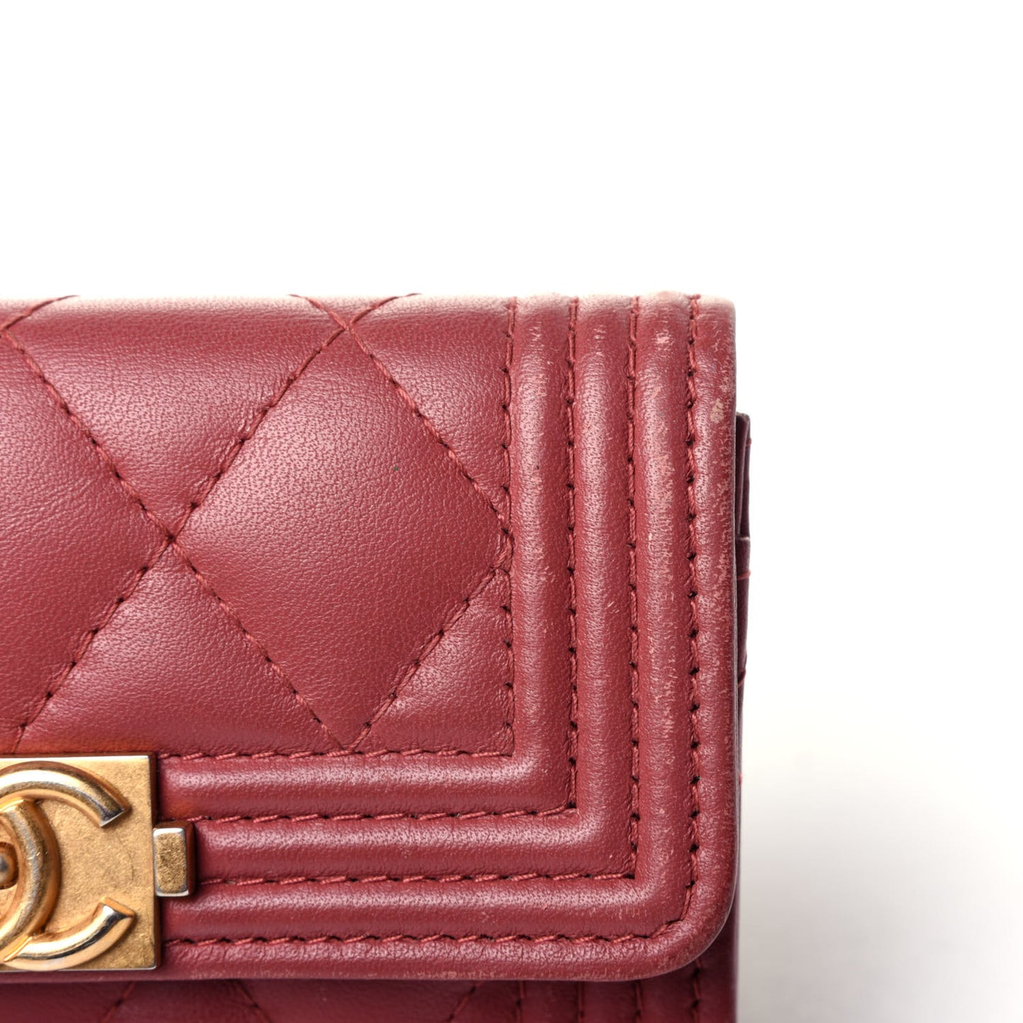 Lambskin Quilted Boy Card Holder Wallet Pink