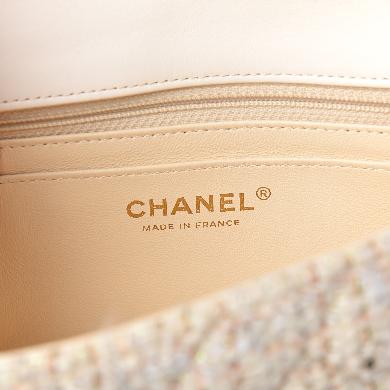 Chanel Tweed Quilted Mini Rectangular Flap Off White 6 of 10
