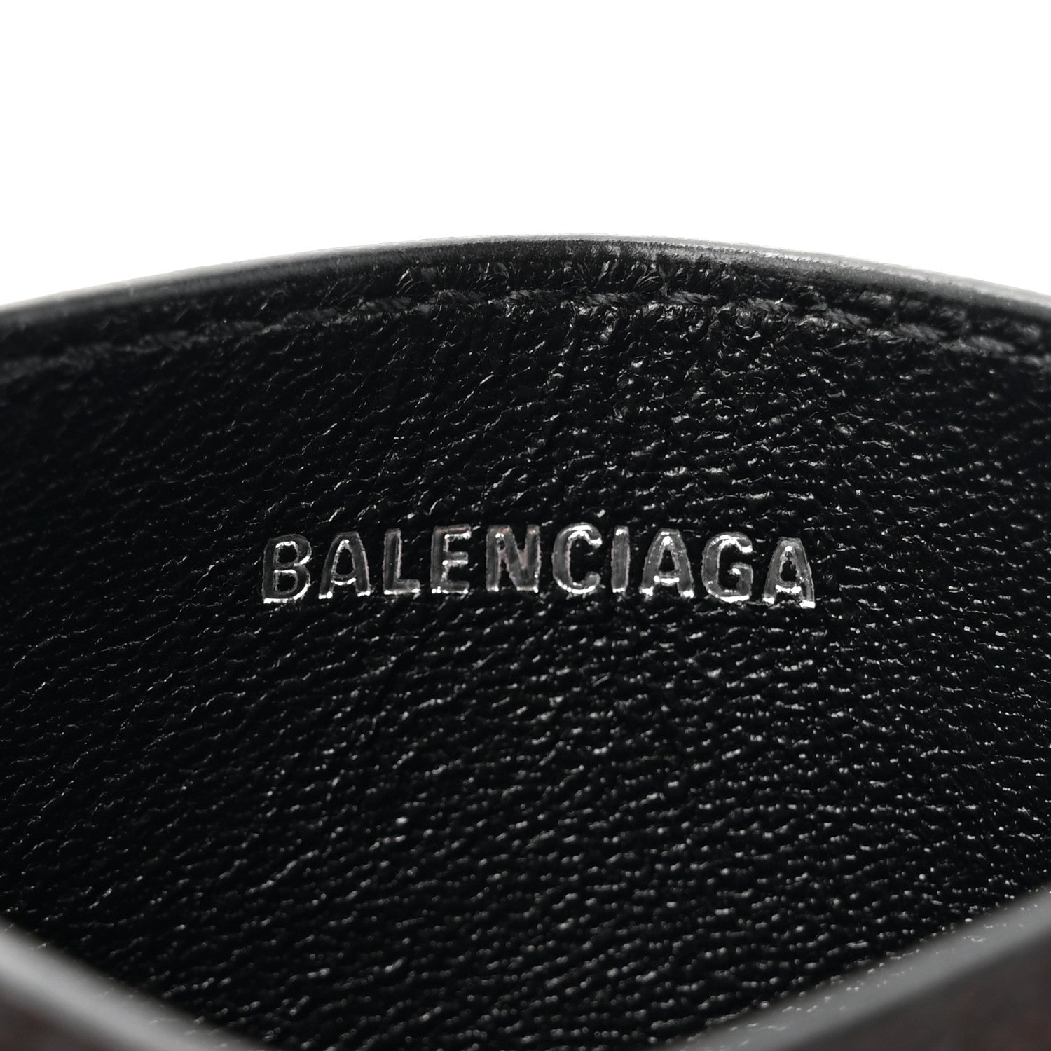 Balenciaga Grained Calfskin Logo Cash Rounded Card Holder Black White 6 of 9