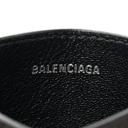 Balenciaga Grained Calfskin Logo Cash Rounded Card Holder Black White 6 of 9