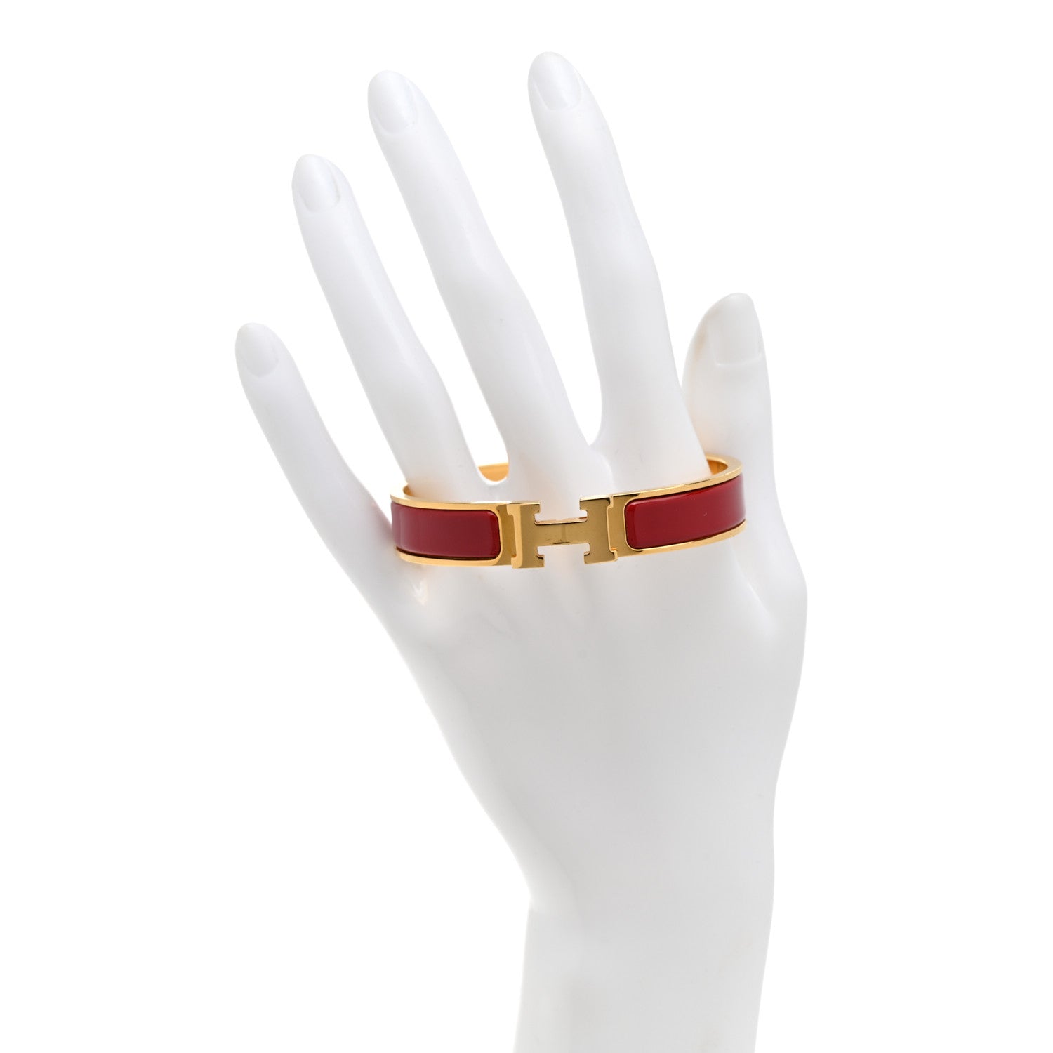 Hermes Enamel Narrow Clic Clac H Bracelet GM Rouge 2 of 6