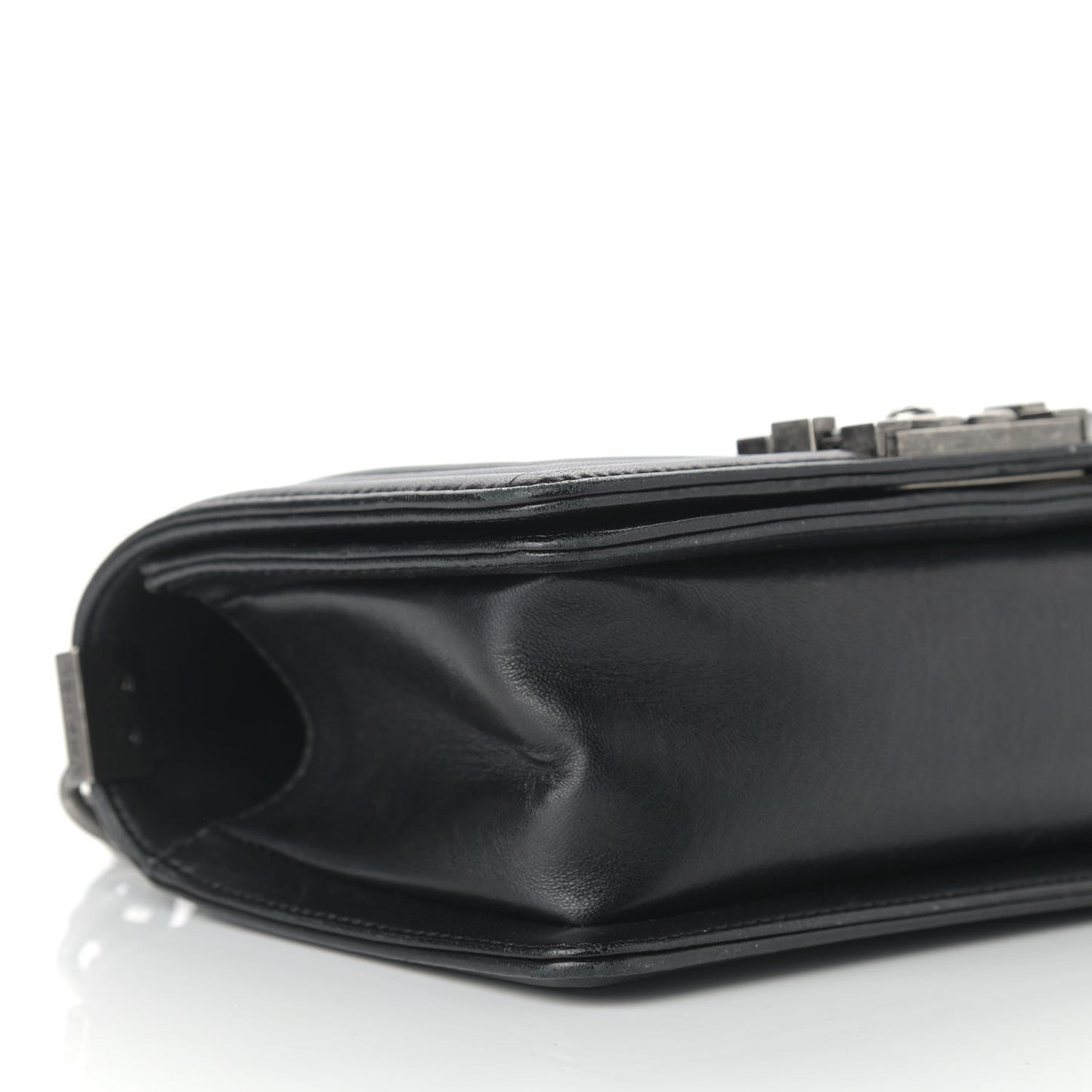Calfskin Quilted Small Boy Flap Black