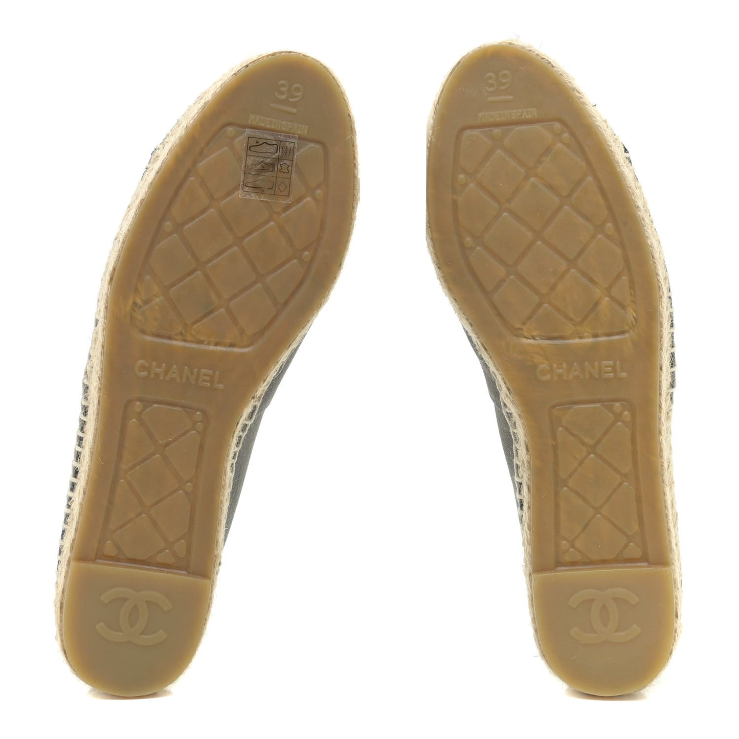 Canvas Grosgrain CC Espadrilles 39 Grey Black