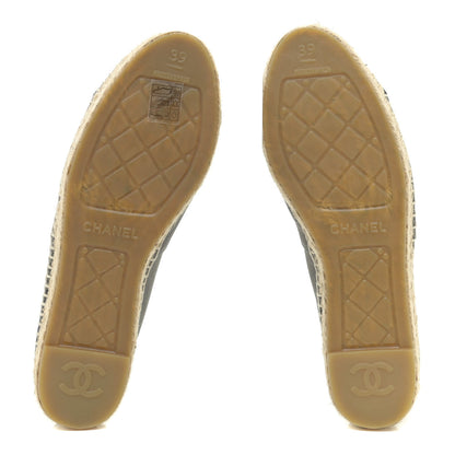 Chanel Canvas Grosgrain CC Espadrilles 39 Grey Black 6 of 14