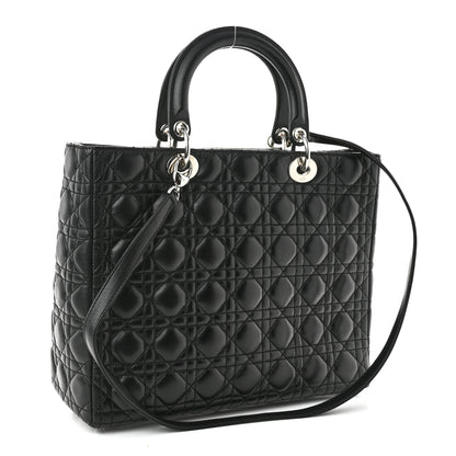 Christian Dior Lambskin Cannage Large Lady Dior Black 3 of 11