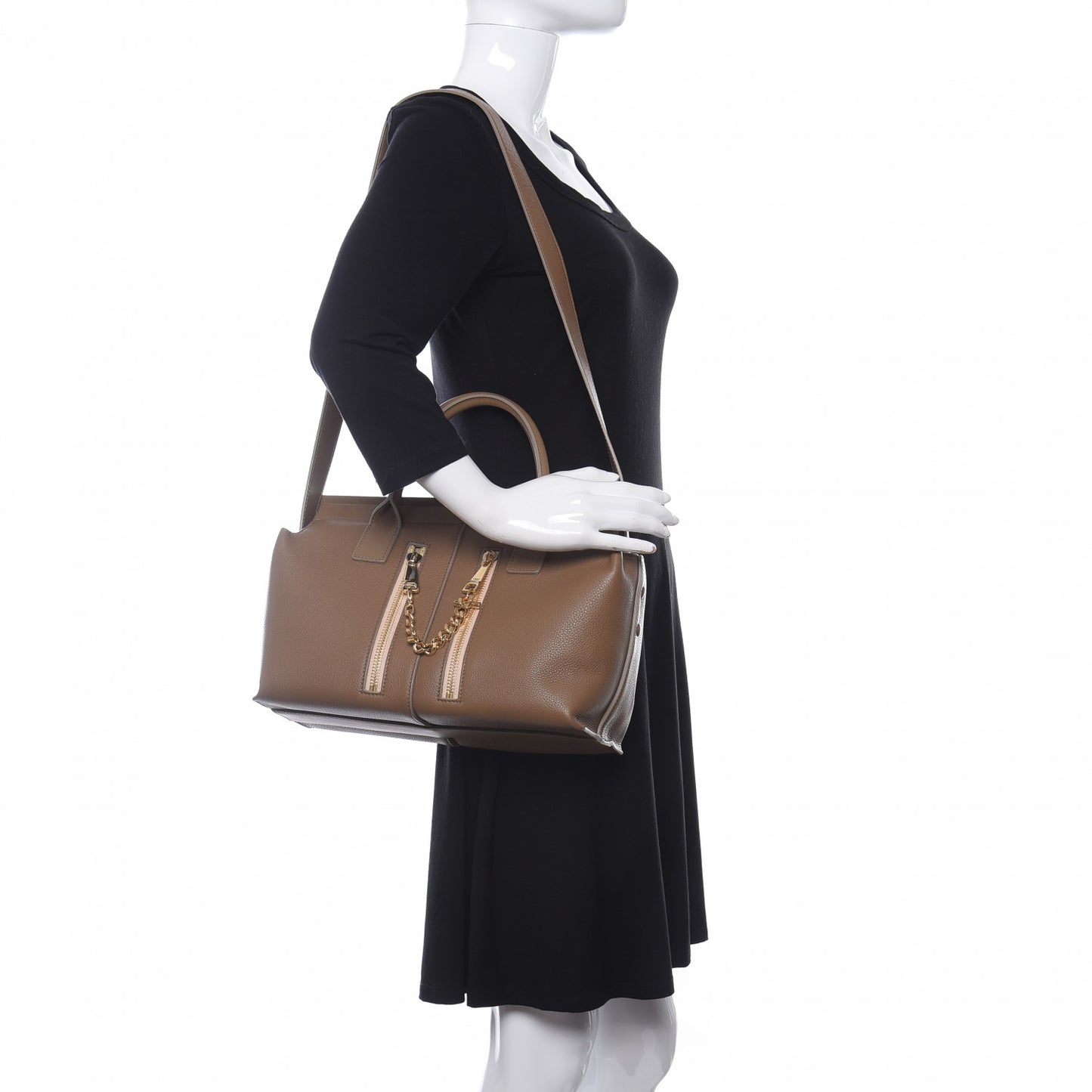 Grained Calfskin Small Cate Satchel Nut