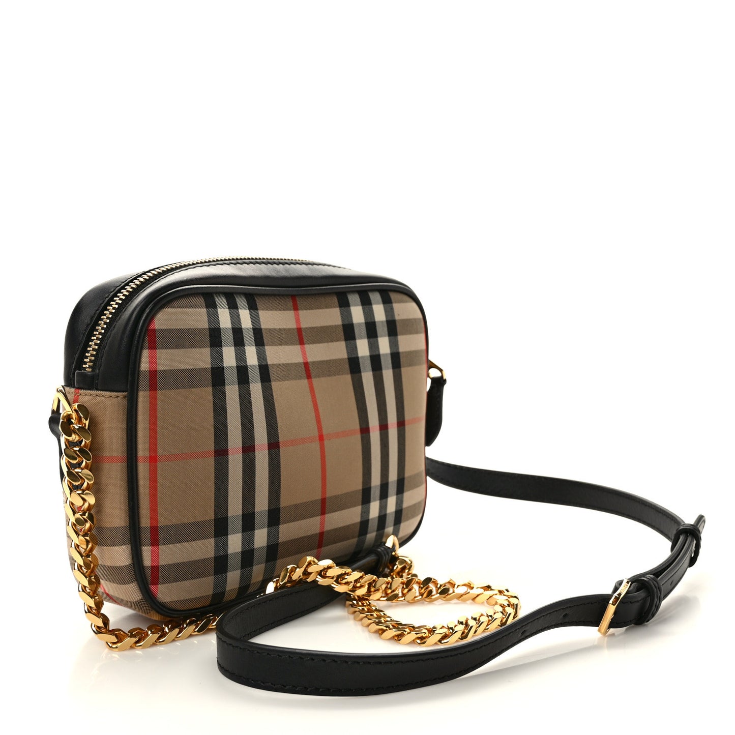 Vintage Check Calf Hair Leopard Print Small Camera Bag